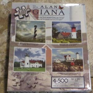 The Art Of Alan Giana 4 Lighthouses Jigsaw Puzzle 500 Pieces Each Size 16 x 20